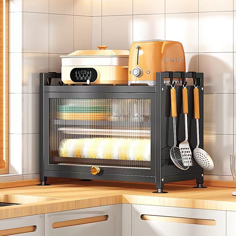 厨房置物架家用放碗筷防尘台面碗盘碟收纳架多功能烤箱微波炉架子,淘宝优惠券,粉丝福利购,淘宝优惠卷