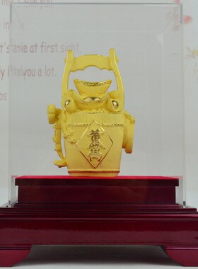 绒沙金高档招财公司店铺开业商务礼品一桶金家居工艺礼品柜台摆件