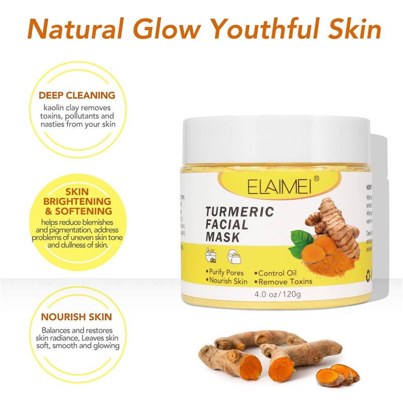 推荐Turmeric Facial Clay Mask Face Mud Dark Spots Dullness p - 图2