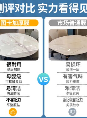 折叠圆桌大理石家具耐高温防刮贴膜哑光岩板餐桌子防烫透明保护膜