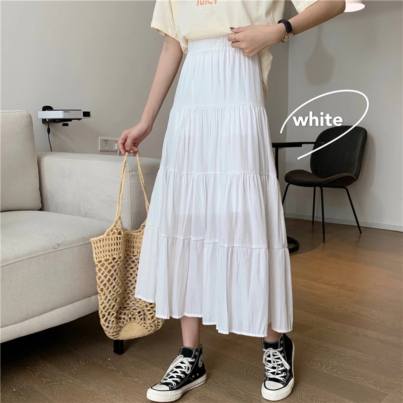 推荐Spring Summer Women Chiffon Skirts Vintage High Waist El - 图1