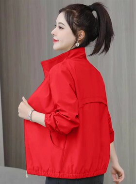 短外套女2024年春秋新款休闲连帽风衣女小个子气质减龄夹克薄外套