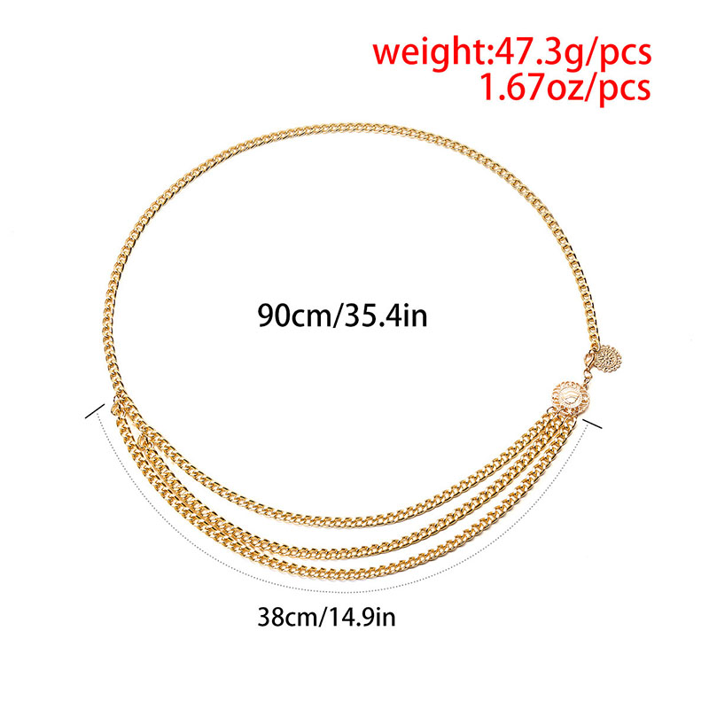 速发Elegant Multi-layer Chain Belt For Women Fashion Gold Si-图2