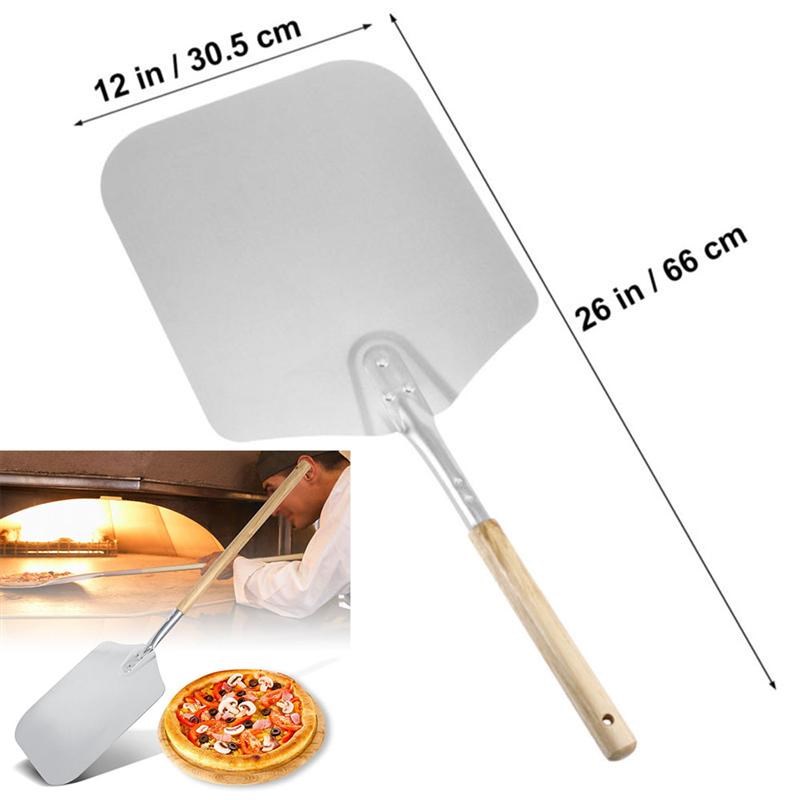 66cm Aluminum Pizza Peel Shovel With Wooden Handle Cake Shov - 图1