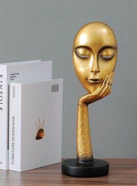 北欧轻奢面具人物摆件创意抽象女人脸家居客厅酒柜电视柜装饰现货
