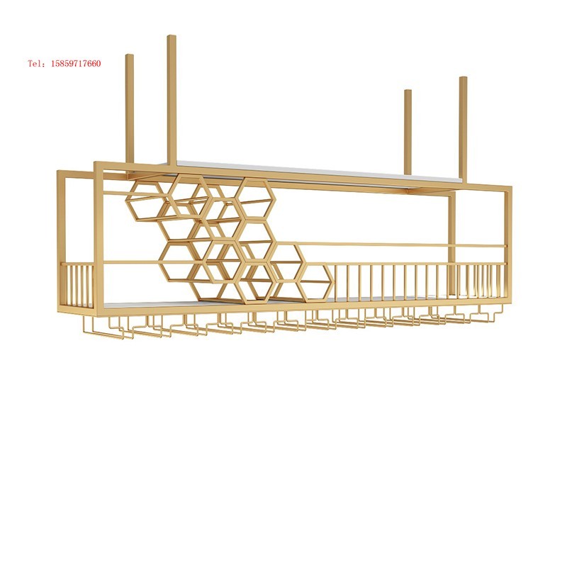 吧台吊柜酒吧酒架葡萄酒吊架餐厅脚杯收纳架吊挂式红酒柜置物架-图2