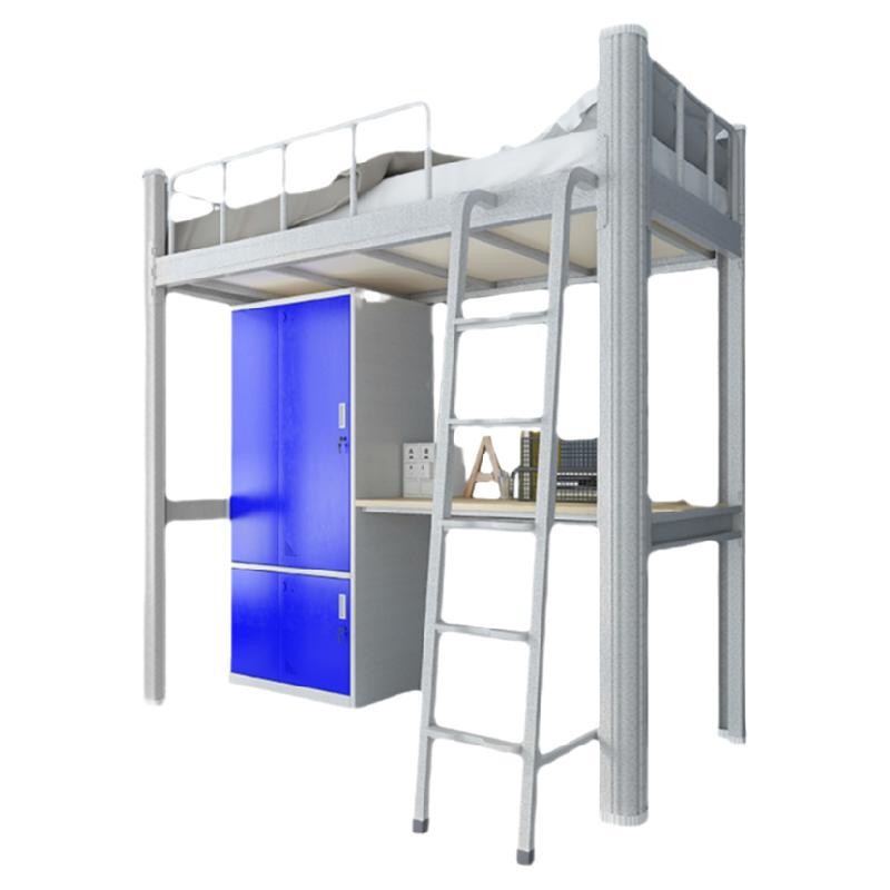 新品上床下桌组合床公寓高架床上下高低双层铁艺钢架床铁床学生宿-图3