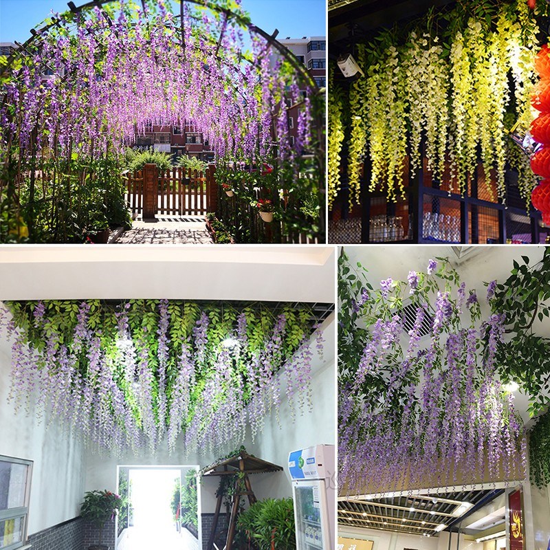 12Pcs 110CM Wisteria Artificial Flower Wreath Hanging On The-图0