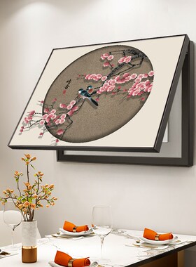 W1TR新中式电表箱装饰画迎客松配电箱电闸箱遮R挡挂画电箱总开关