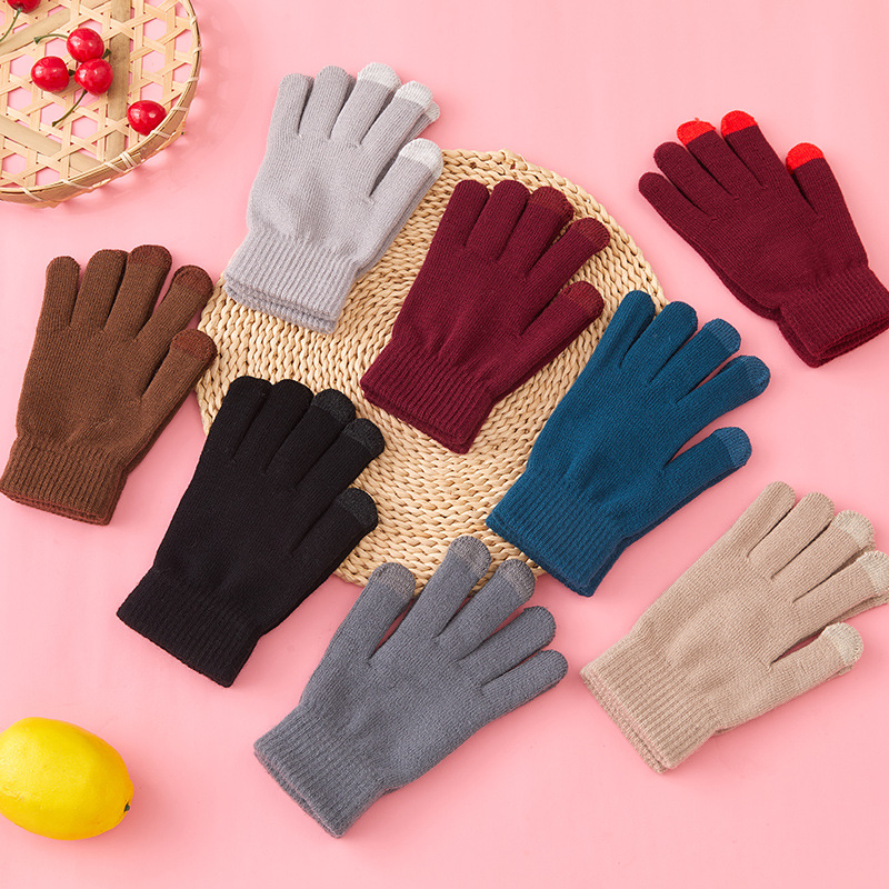 速发Winter Autumn Gloves Touch Screen Warm Mittens Women Men - 图0