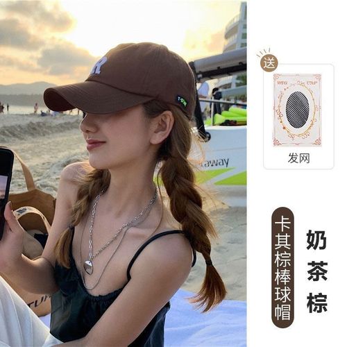 鸭舌帽假发一体R标帽子麻花辫长直发新款百搭甜酷辣妹时尚假发帽 - 图3