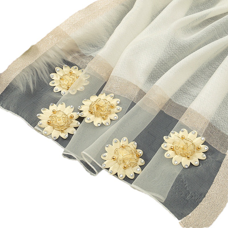 推荐Organza nail flower splicing long scarf clothes for wome - 图3