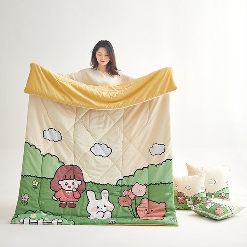 两用抱枕被卡通四季汽车沙发宿舍靠垫枕头被午休空调被二合一办公 - 图0