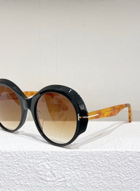 配近视板材圆框太阳眼镜女款873墨镜男款粉色渐变镜片黑色棕色