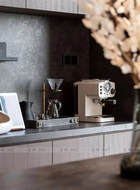 样板房厨房咖啡组合咖啡机半自动蒸汽式奶泡机意式迷你装饰摆件