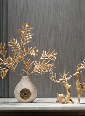 新中式招财花瓶摆件高端风格电视柜禅意创意小茶几家居前台装现货