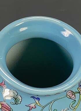 瓷器古董古玩文玩杂项老货旧货收藏蓝釉花卉赏瓶客厅装饰品摆件