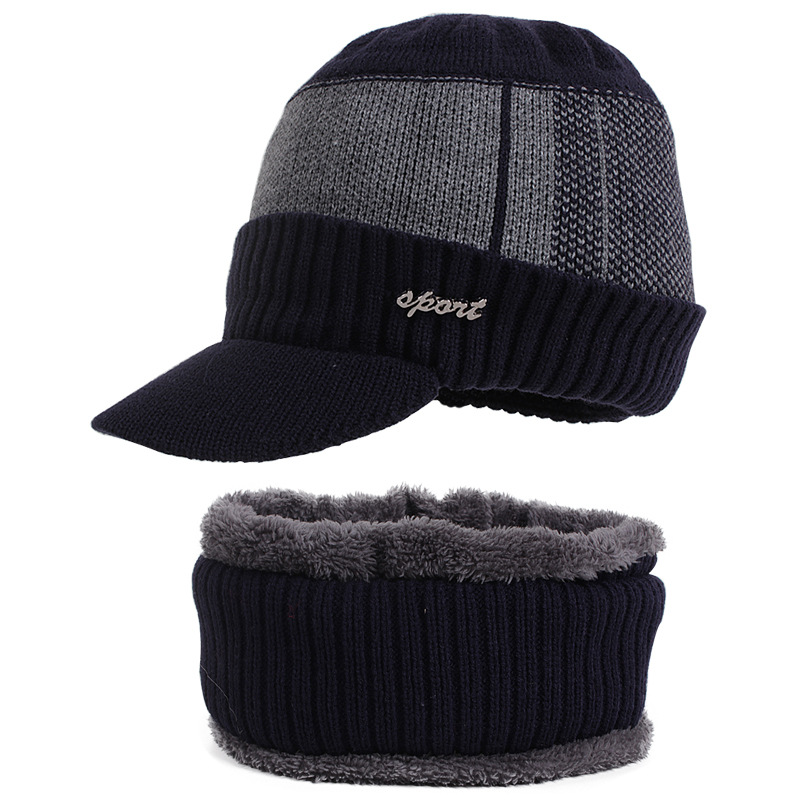 极速New Fashion Men's Winter Warm Cashmere Hat And Scarf Com - 图2