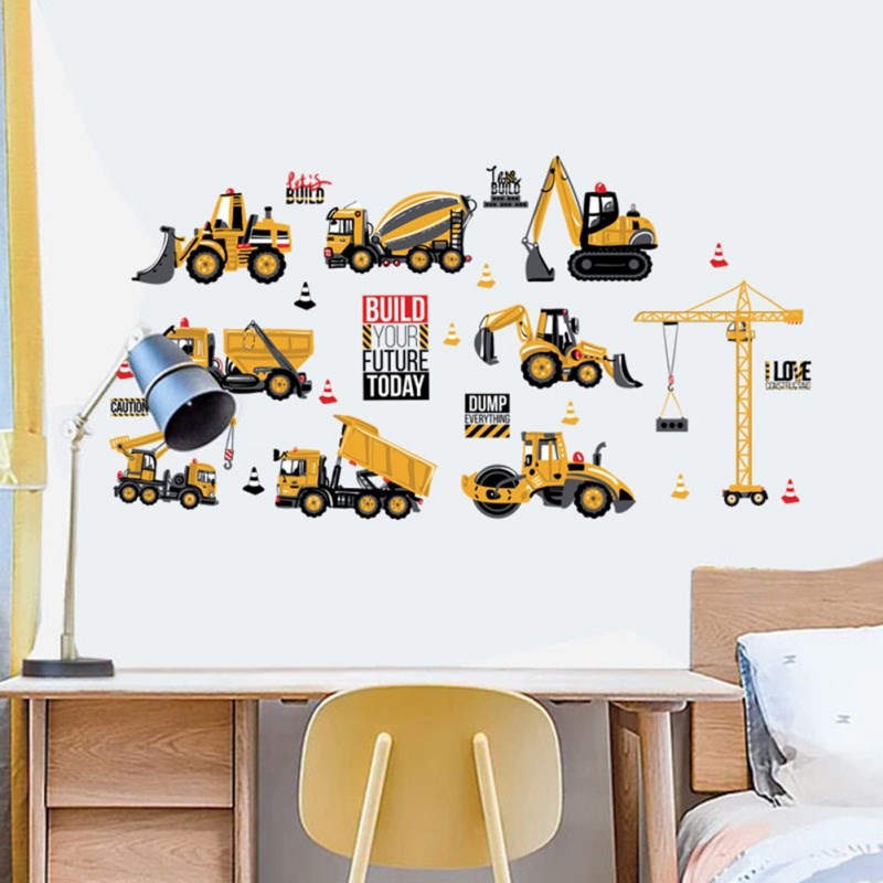 Children Kids Room Decoration Tractor Engineering Car Patter - 图0