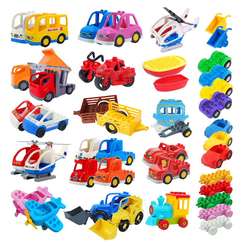 网红Trailer Car model Airplane Big Building Blocks Vehicle A - 图0