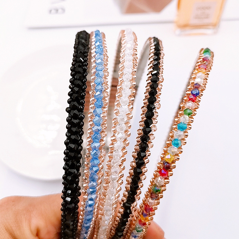 速发New classic fashion Three rows color Headband Crystal Ha - 图0