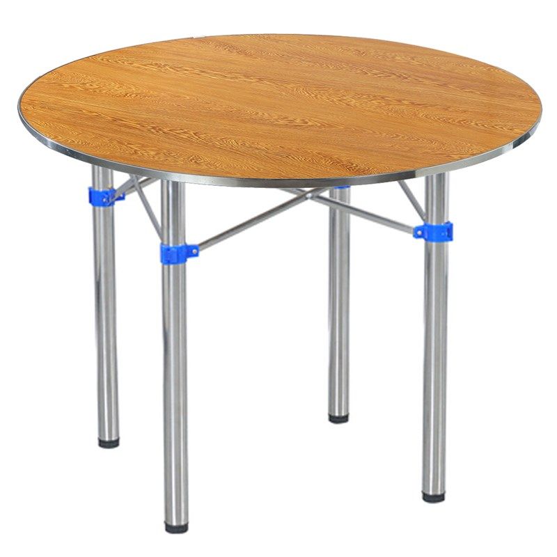 大圆桌台面板转盘不锈钢腿折叠圆餐桌  酒店食堂乡村家用吃饭桌子,淘宝优惠券,粉丝福利购,淘宝优惠卷