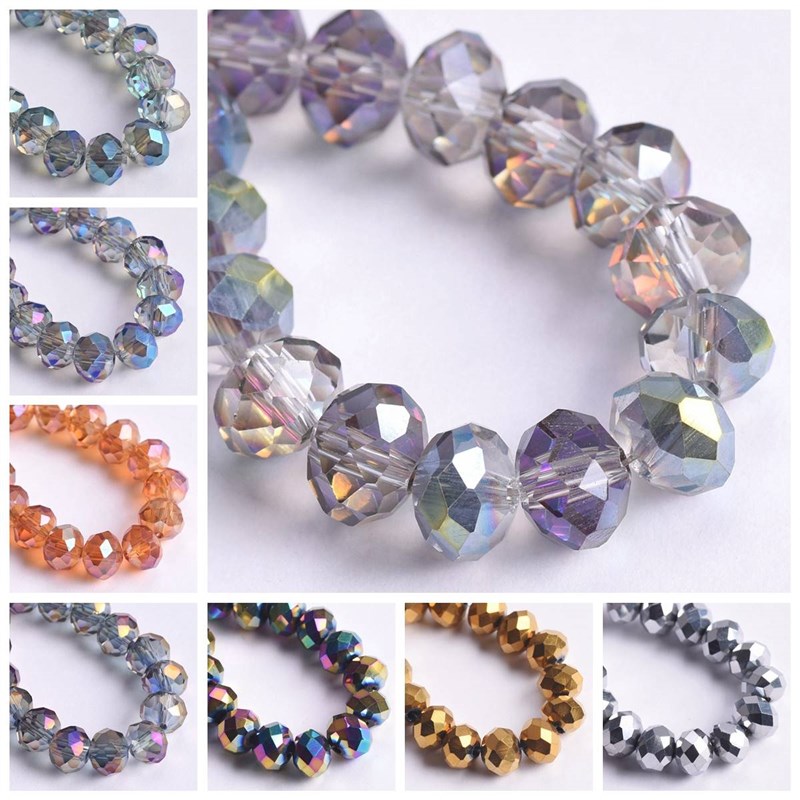 推荐Plated Colorful Rondelle Faceted Crystal Glass 3mm 4mm 6 - 图0