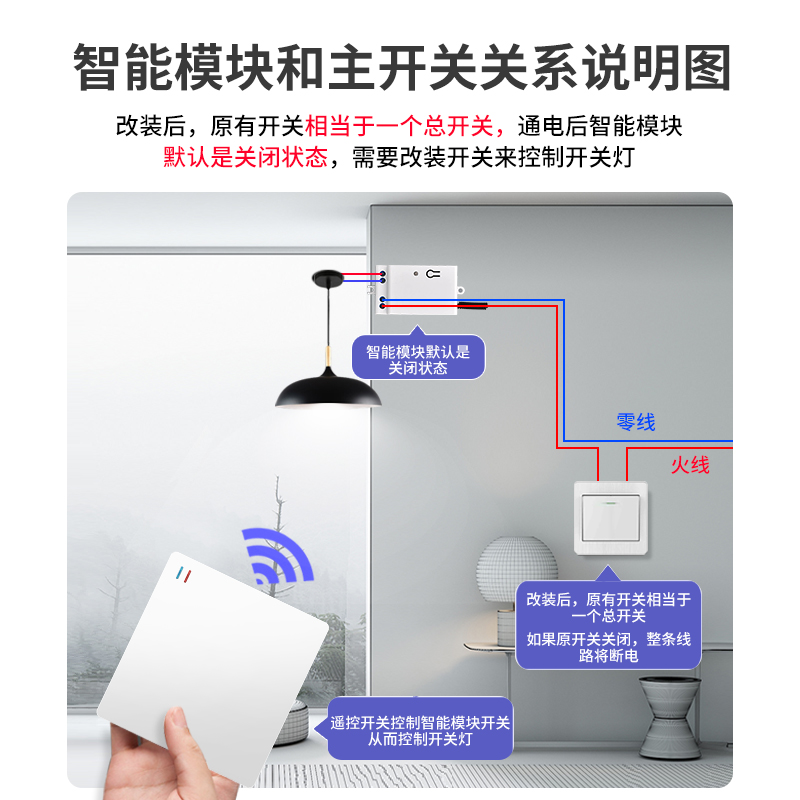 无线遥控智能开关灯家用接收器模块免布线随意贴双控面板控制器 - 图1