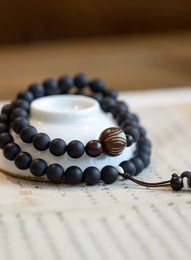 复古药珀手链女森系学生手链情侣佛珠手串檀香手串天然中国风佛珠