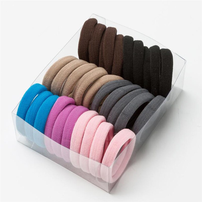 极速30Pcs Elastic Hair Accessories For Women Kids Black Pink - 图1