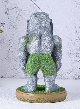 摩艾石像人多功能游戏手柄支架手机支架肌肉人表情桌面装饰摆件