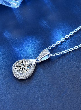 莫桑石925純銀项链饰品女百搭高级感水滴吊坠母T亲节礼物跨境新品