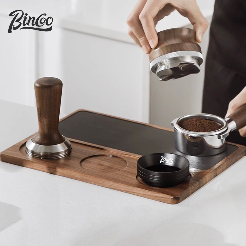 Bincoo咖啡实木操作台咖啡压粉垫布粉器粉锤收纳板手柄支撑台 - 图1