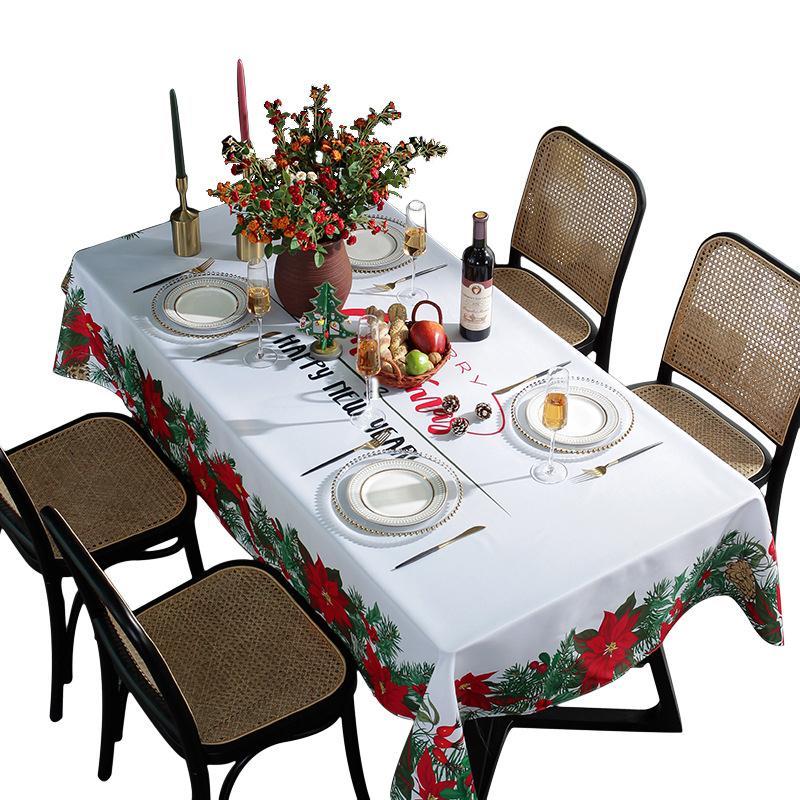 速发Christmas tablecloth style table cover polyester waterpr - 图3