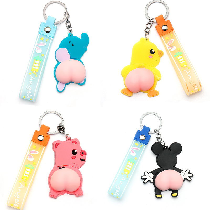 速发Cartoon Cute Funny Style Doll Funny Ass Key Ring Student - 图1