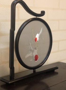 苏州双面绣桌面摆件刺绣摆台双面鱼刺绣台屏中国风商务礼品