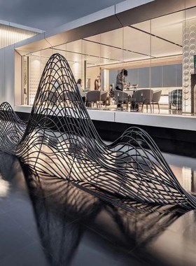 户外不锈钢镂空假山雕塑园林草坪水景钢丝线条山落地X摆件装饰定