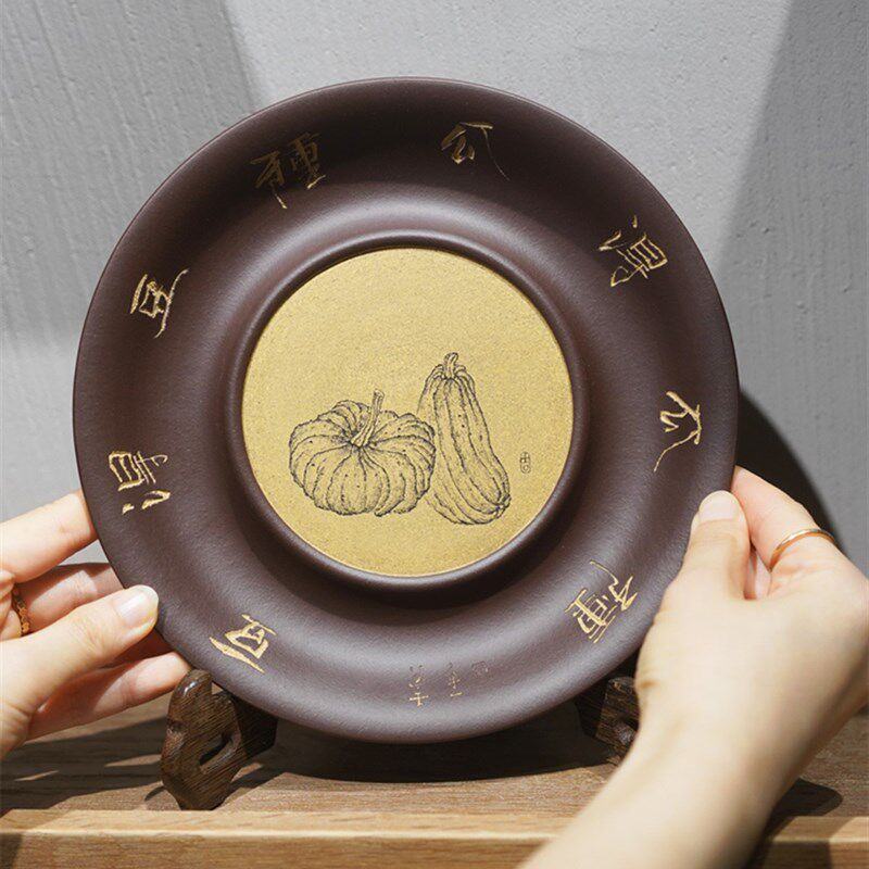 吴风堂 陶d刻伴手礼 送长辈/领导/老师礼品净心茶盘手工刻绘