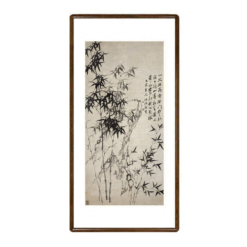 竹子挂画客厅玄关装饰画书房水墨画茶室走廊过道字画郑板桥竹石图,淘宝优惠券,粉丝福利购,淘宝优惠卷