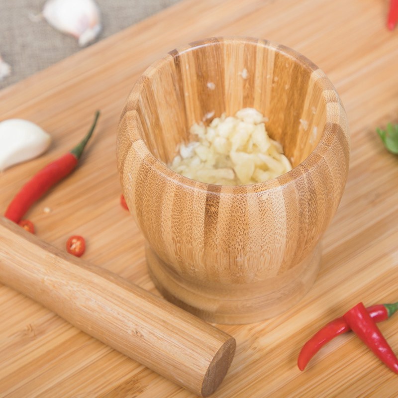 Multifunction Garlic Press Wood Mortar And Pestle Set Manual-图1