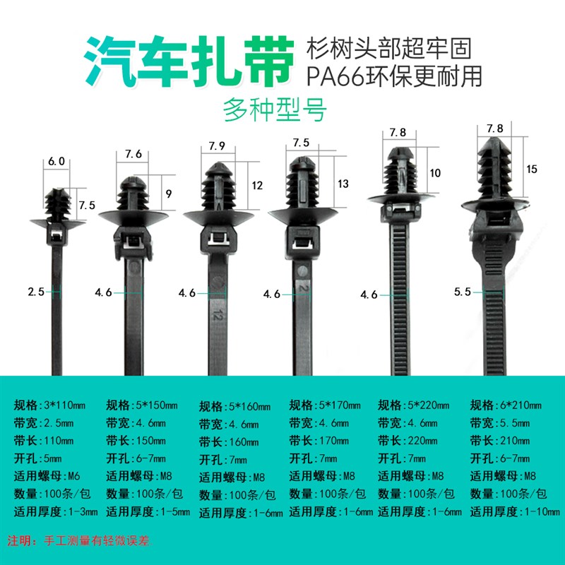 速发汽车扎带螺纹头插销卡扣固定器扎带杉树型机舱钣金捆扎束线带 - 图0