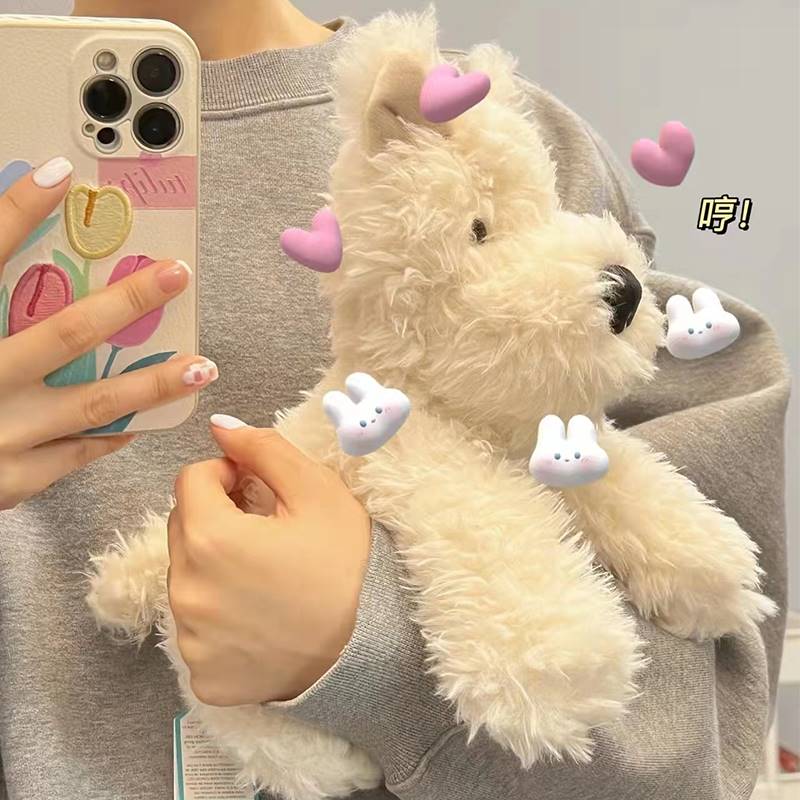 极速Cute West Highland Dog Doll Plush Doll Girl Sleeping Pil - 图0