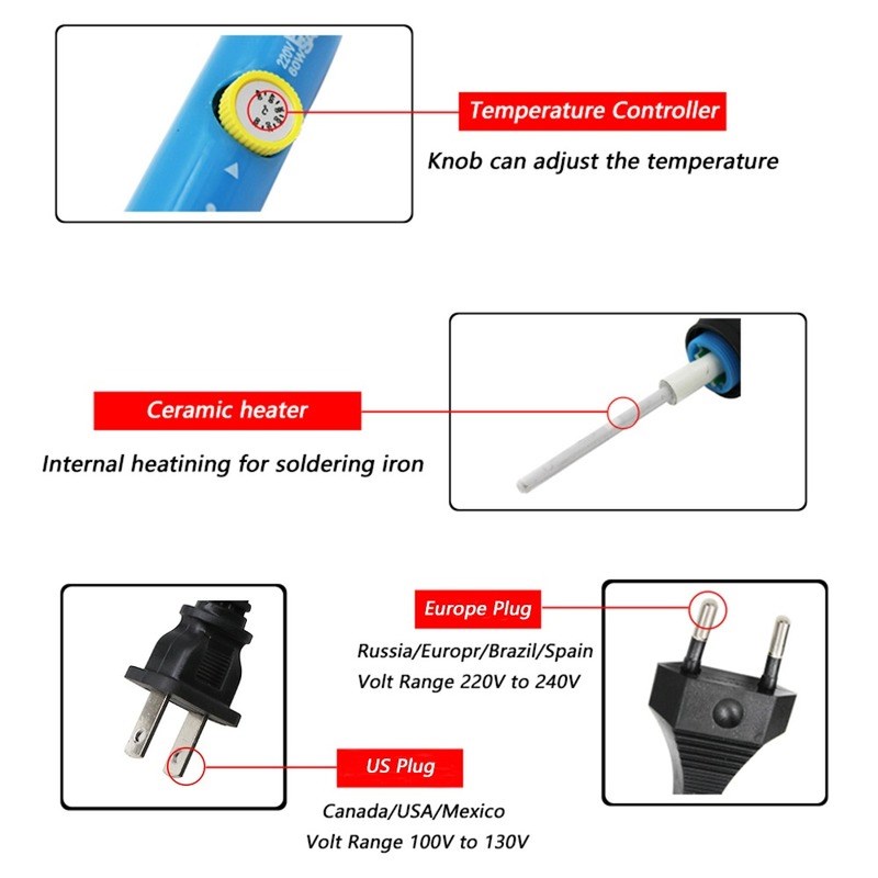 推荐60W Adjustable Temperature Soldering Iron Internal Heati - 图1