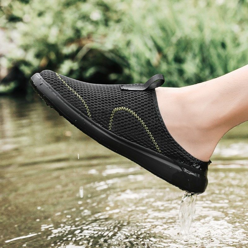 夏季轻便一脚蹬懒人外穿半拖网鞋男45青年特大码包头拖鞋46 47 48,淘宝优惠券,粉丝福利购,淘宝优惠卷