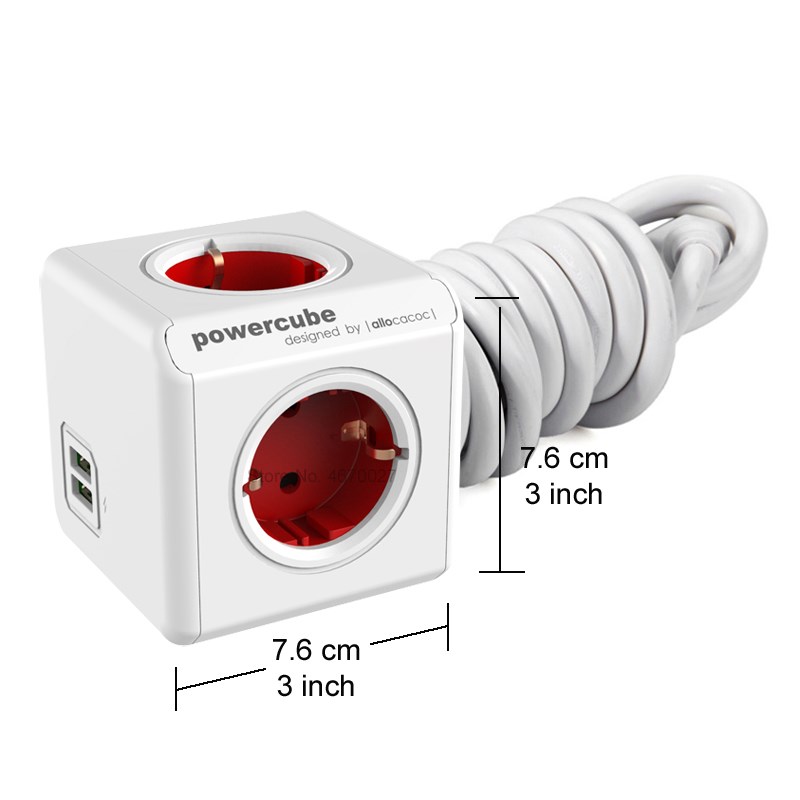 极速Allocacoc Powercube EU Plug Outlets Power Strip 2 USB 1.-图2