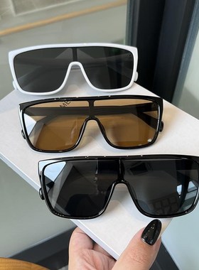 一体式墨镜男女级感2024新款白色网红潮流情侣太阳眼镜大脸显瘦