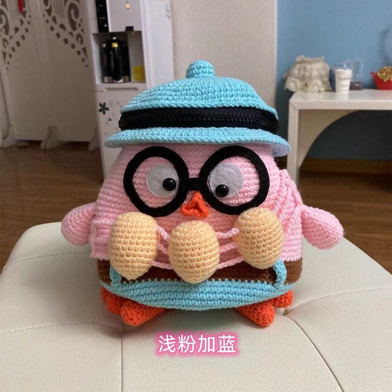 手工钩织小鸡背包毛线编织立体动物双肩包成品,淘宝优惠券,粉丝福利购,淘宝优惠卷