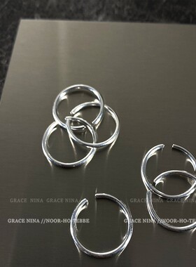 工厂销简约冷淡i风银色素圈戒指女时尚个性指环通勤百搭情侣食指