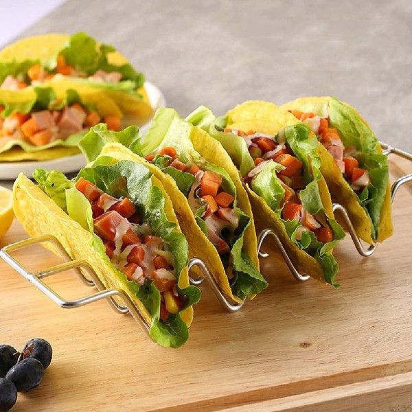 极速1Pc Stainless Steel W-shaped Burritos Pancakes Stand Tac - 图2