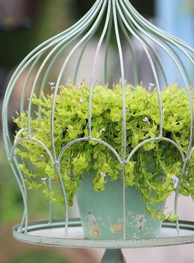 美式复古镂空鸟笼摆件花园铁艺花托花盆架爬藤架摄影道具橱窗陈列